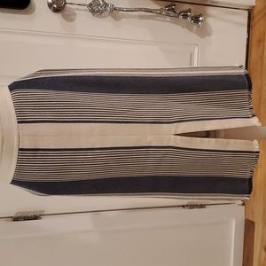 Lafayette 148 navy stripe midi skirt sz 12